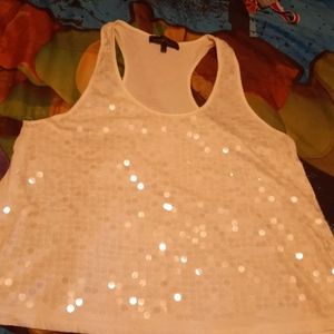 Almost Famous white sequin crop top
